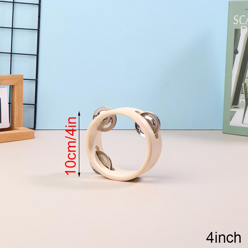 

4/6/7/8/10-дюймовые ручные барабаны, игрушки, образование, музыкальный инструмент Орфа, бубен, колокольчик с ручкой, однорядный деревянный бубен с кольцами 4inch