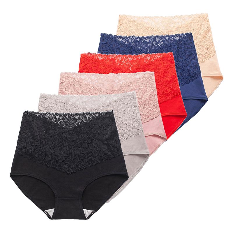 6Pcs Ladies Underwear Sexy Lace Panties Soft Breathable Underpants M