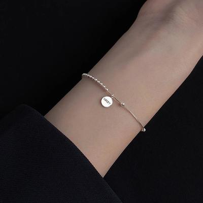 Exquisites925 Sterling Silver Bean Letters Lucky Bracelet
