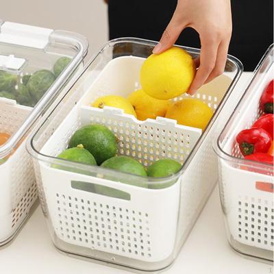 Refrigerator Storage Box Pantry Kitchen Organizer Easy To Clean 2 Grids Freezer Container