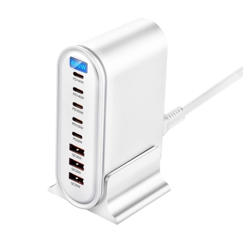 8Port Charger 600W Highly Speed Charging PD100W Port Compatible for Phone Devices for Homes Offices Devices Use