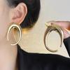 Metal Gothic Oval Arc Earrings 2025 New High-End Light Luxury Exaggerated Circular Stud Earrings Fashionable Jewelry Accessories