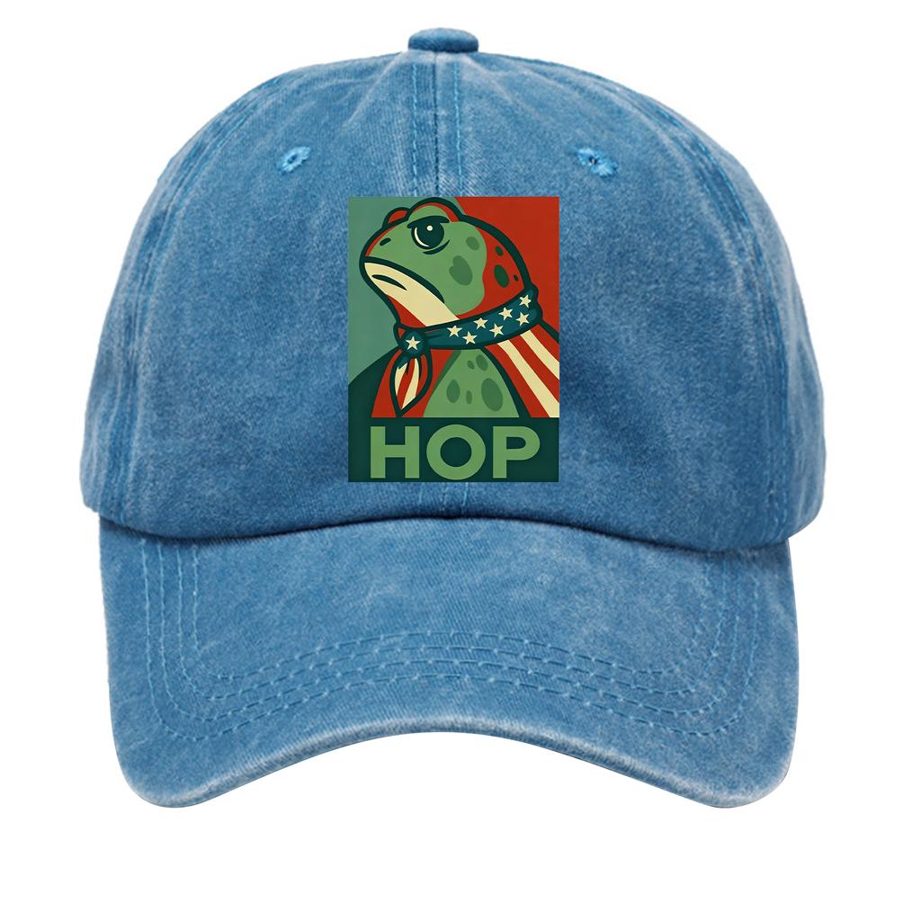 Men's Washed Cotton Baseball Cap With Printed Distressed Soft Top Denim Hat, Vintage Hat
