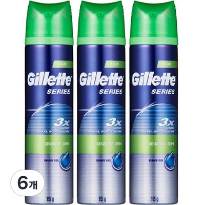 Gillette Sensitive Skin Shaving Gel, 195g, 6 Packs ,Korean Razor Blade
