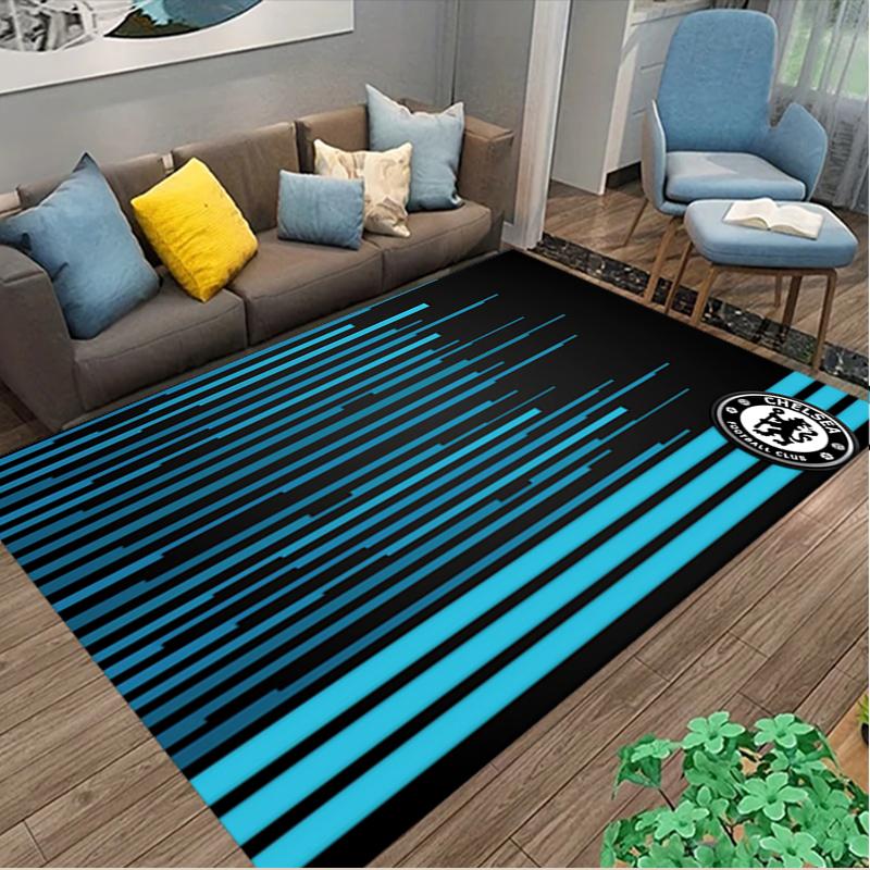 [Chelsea FC Teppich mit Aufdruck] Rutschfester Büroteppich, Gemütlicher Teppich für Wohnzimmer, Weiche Matte für Sofa/Stuhl im Zuhause
