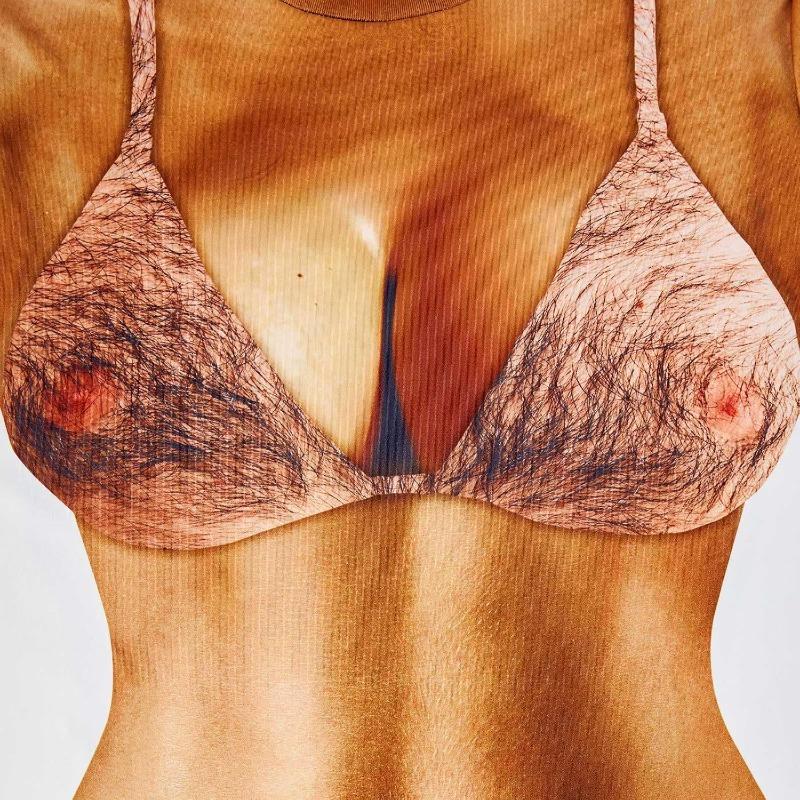 Fanient Pánská trička s chlupatou hrudí Vtipná trička s kulatým výstřihem Grafický vzor Krátký rukáv Rychleschnoucí a chladivá