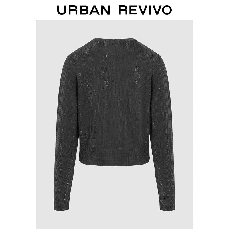 UR 2025 Spring Women's Hot-fix Rhinestone Round Neck Knit Cardigan