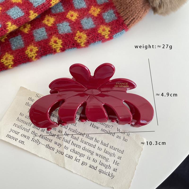 

Праздничная красная ацетатная заколка для волос: Простой, Универсальный Принцессный Стиль для Девочек