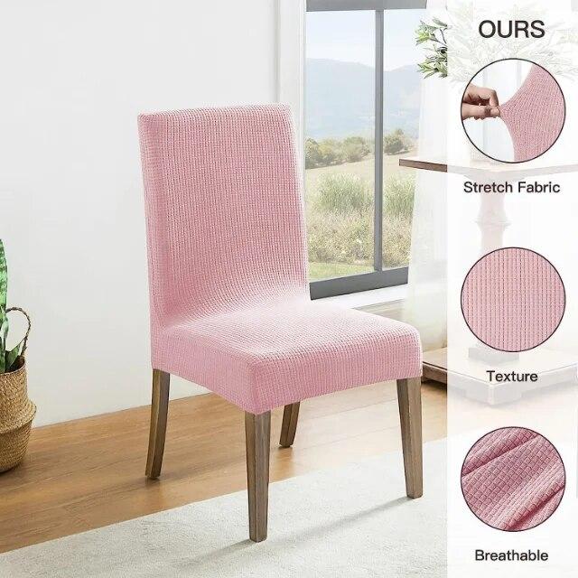 2PCS Waterproof Dining Chair Cover Polar Fleece Stretch Chair Slipcover Solid Chair Cover for Kitchen Banquet Wedding Home