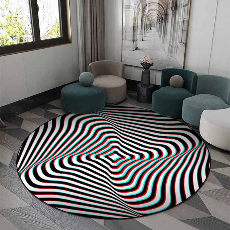 3D Vortex Optical Illusion Rugs Trap Area Carpet Anti-Slip Round Mats Large Carpets for Living Room Sofa Swirl Washable Carpet