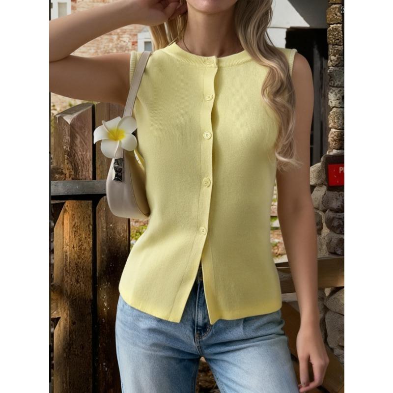 Hot Girl Versatile Sleeveless Vest Woolen Woven Women's Clothing Spring and Summer Amazon Independent Site