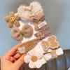Milk Coffee Color Bow Hair Ties - No Damage Elastic Bands for Little Girls