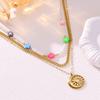 Small Flower Three-layer Necklace Round Card Stacked Fashion Trend Collarbone Chain
