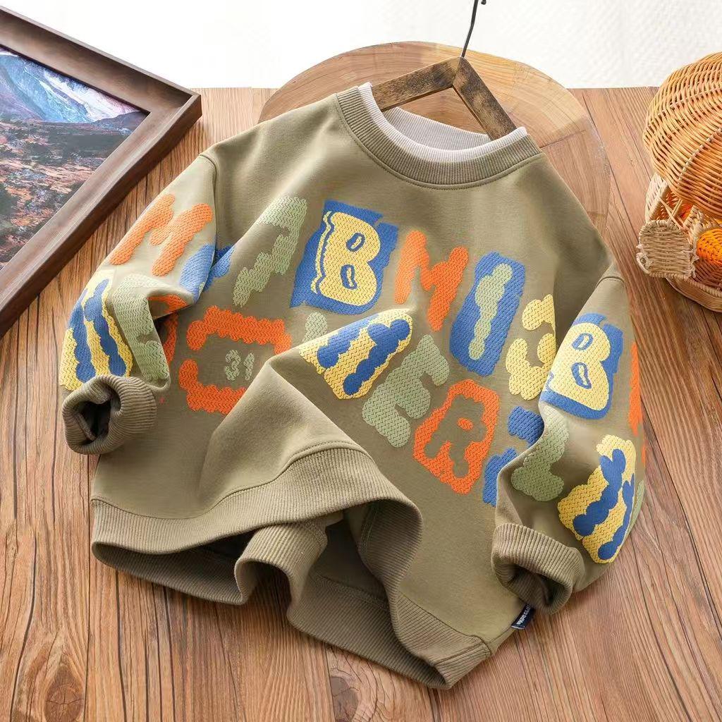 2024 Spring/Autumn Boys' Thin Pullover Sweatshirt - Cool Base Layer for Medium/Large Kids