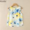 ZANZEA Women Summer Round Neck Casual Sleeveless Print Tank Tops