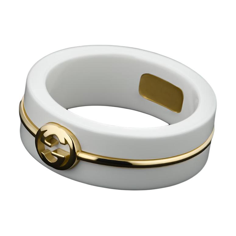 

Gucci Interlocking Double G Pattern 18K Gold Zircon Ring Unisex rings White A002P9-J85V5-8062 17