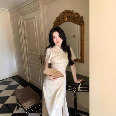 Summer New Great-looking Age Reduction Is Popular Today, National Style Cheongsam New Chinese Long Dress Dress Dress