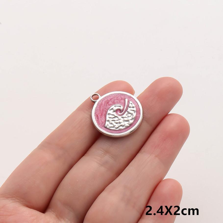 2pcs Marine Animals Pink/Hot Pink Enamel Charm Shell Jellyfish Starfish Conch Stainless Steel Pendant Charms For Jewelry Making