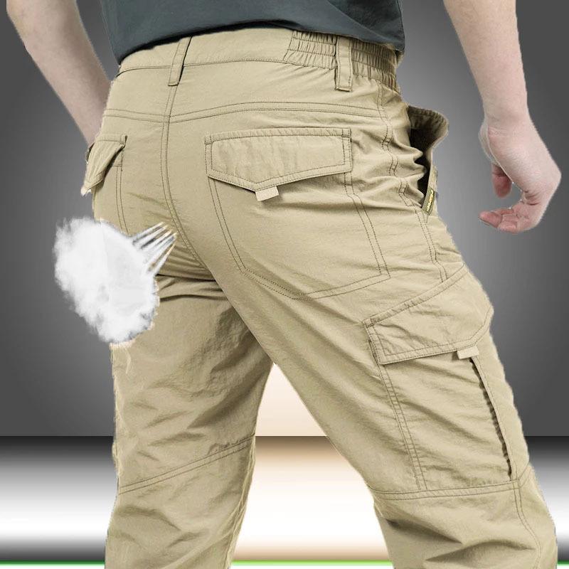 Summer Casual Lightweight Long Trousers Male Waterproof Quick Dry Cargo Camping Overalls Pants Breathable