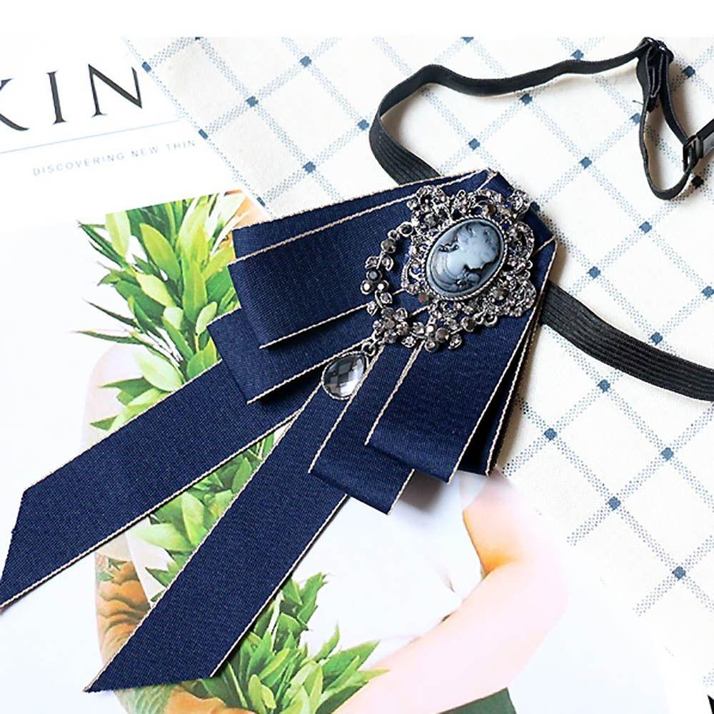 Crystal Black Rhinestone Ribbon Bowtie Rhinestone Neck Tie  Business Formal Dress Shirt