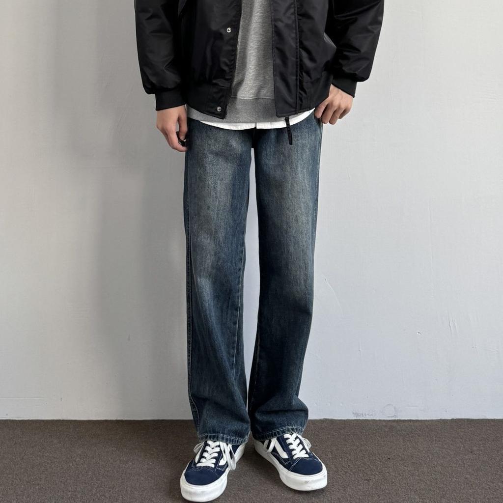 Dark Blue Jeans Men's Spring and Summer New Style Upgrade Pants Handsome Loose Straight Pants