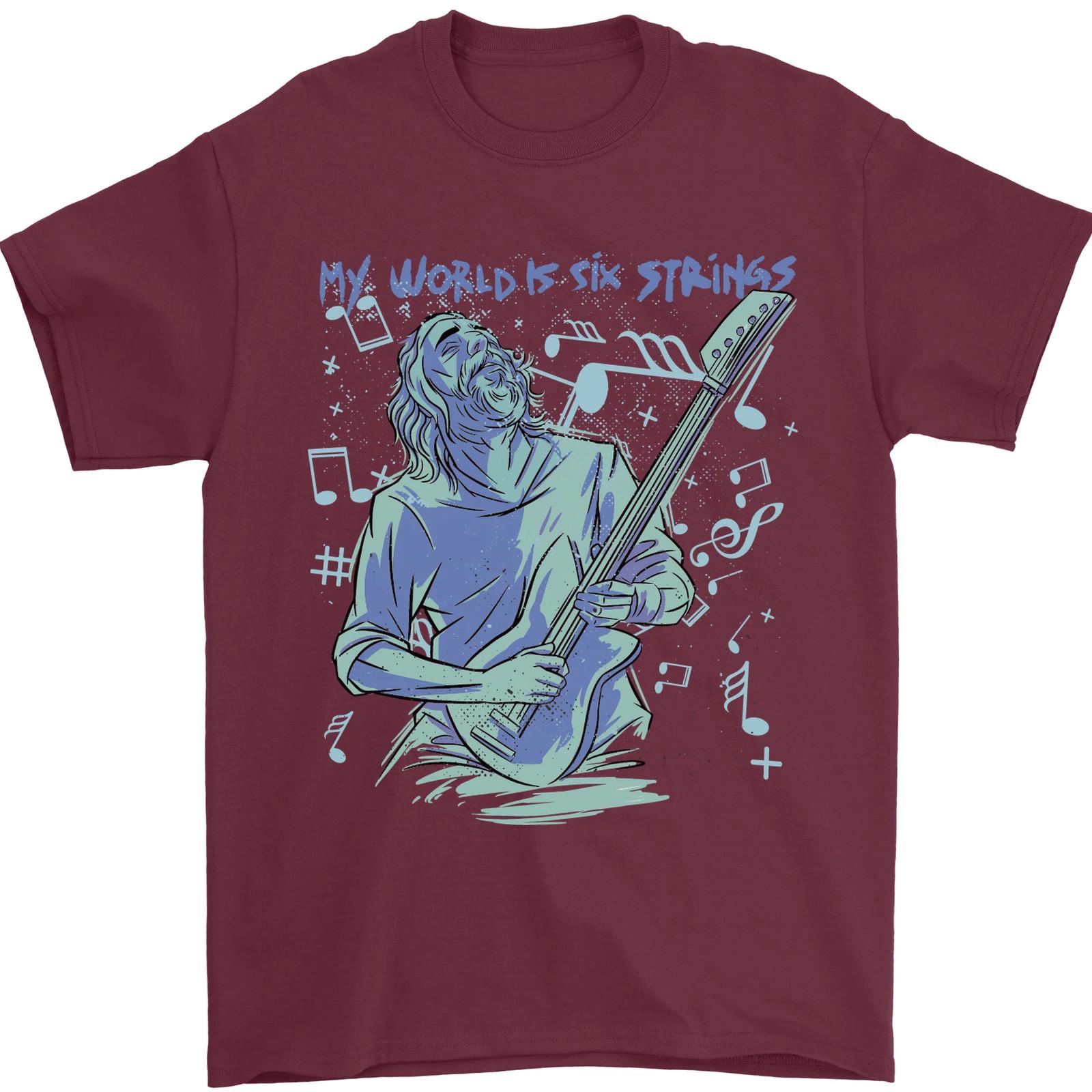 My World Is Six Strings Guitar Rock Music Mens T-shirt Cotton S