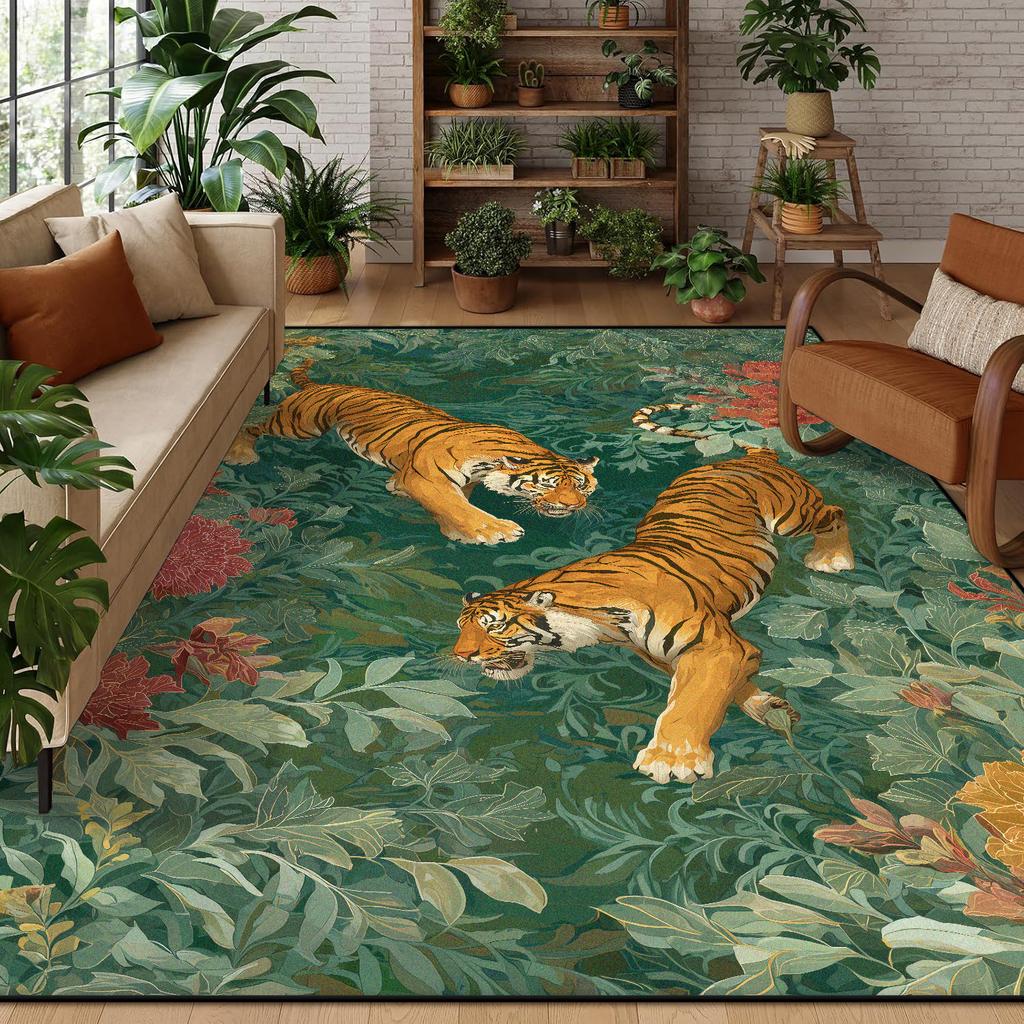 Creative Tiger Area Rugs Living Room Washable Bohemian Decor Carpet Vintage Large Soft Restaurant Antifouling Non-slip Floor Mat