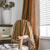 American Bohemian Style Red Gilding Stripe Cotton Linen Printing Semi Transparent Living Room Blackout Home Window Curtain