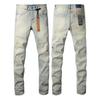 VibeStreet New Jeans Men Paint Hole Trendy American High Street  Trend Low Rise Stretch Skinny Pleated Ripped Jeans