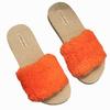 New winter plush cute outer wear women's fluffy slippers indoor open-toed flat-bottomed home slippers
