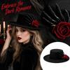 Halloween Wool Top Hat with Hand and Red Rose Decoration