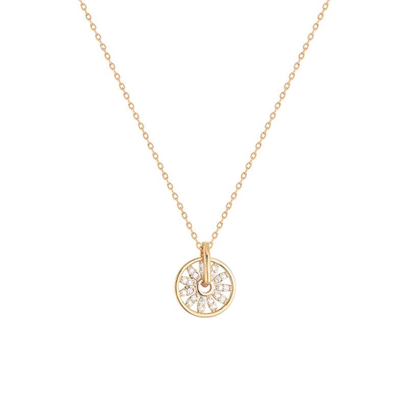 Vergoldete farbige Halskette für Damen, Langlebige Schlüsselbein-Kette, Mori-kei Stil, Trendiger runder Anhänger