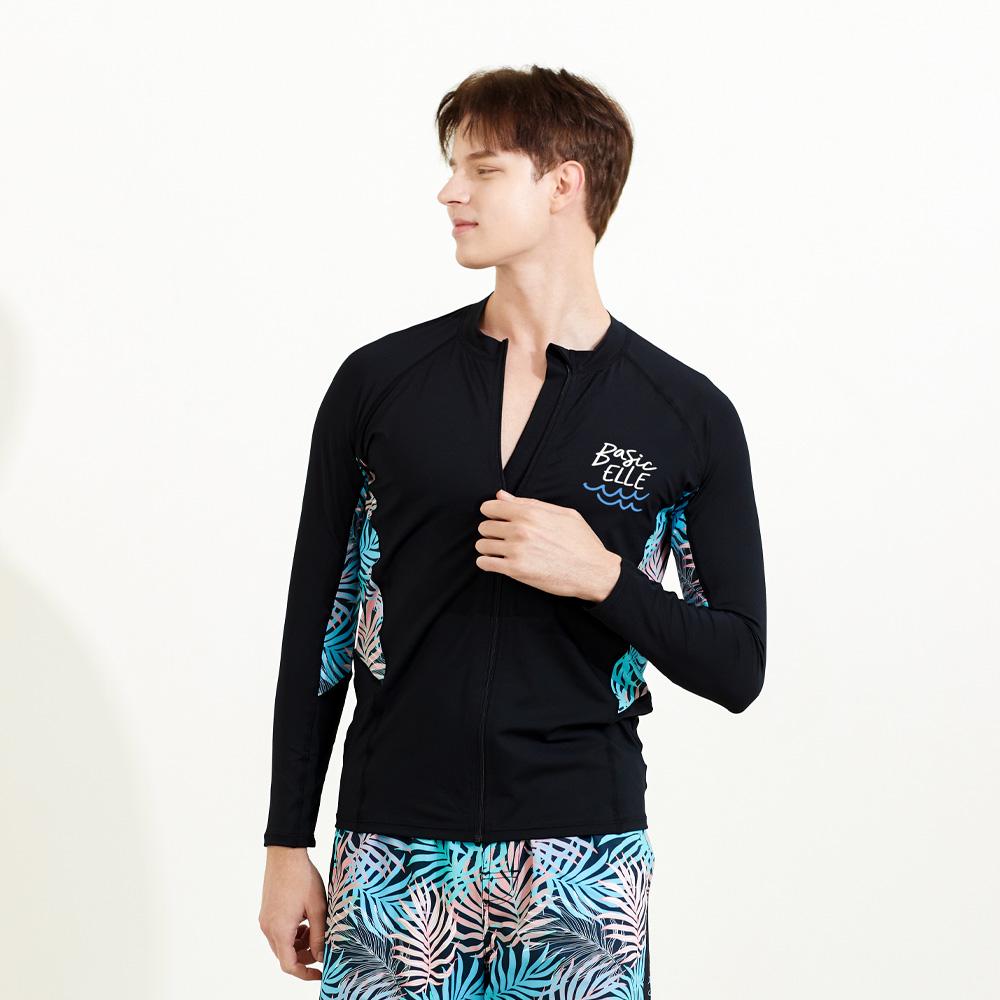 Beijigelleu Men'S Tropical Zip-Up Rash Guard Boardshorts Set Bem-W913K