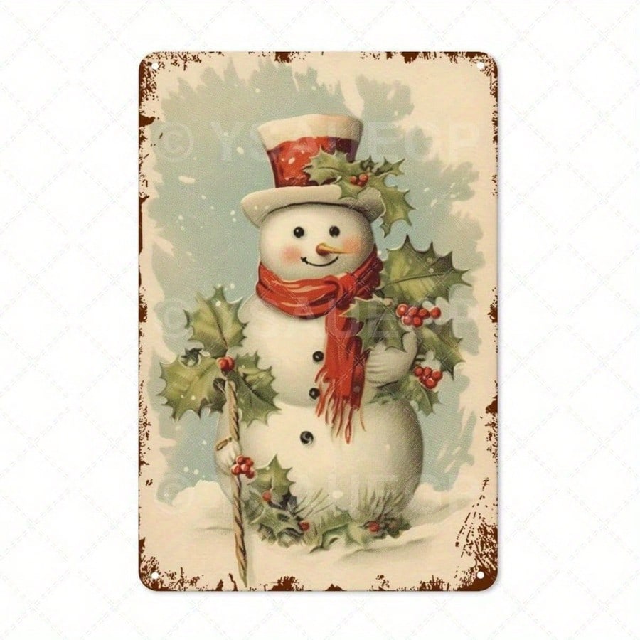 Metal Tin Sign Watercolor Christmas Tree Retro Wall Decor 20x30cm