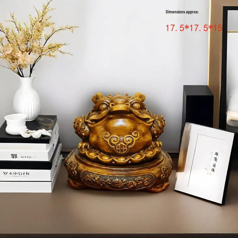 Golden Three-Legged Toad Wealth Ornament - Living Room & Office Treasure Basin Gift