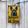 Vintage German Shepherd Iron Metal Sign - "Beware of Dog" Warning, Durable Tin Plate for Home & Outdoor Use, Rustic Distressed