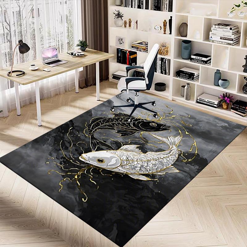 1PC Fish Yin Yang Carpet Office Rug Mat Home Decor Area Carpet Festival Gift Office desk chair carpet Longlasting Material