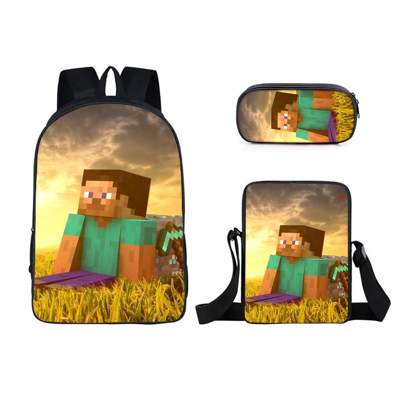 Minecraft Cartoon Game Character Printed Children Large Capacity Backpack