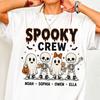 Personalized Spooky Crew Shirt, Custom Names Halloween Tee, Cute Ghost Skeleton Group Gift