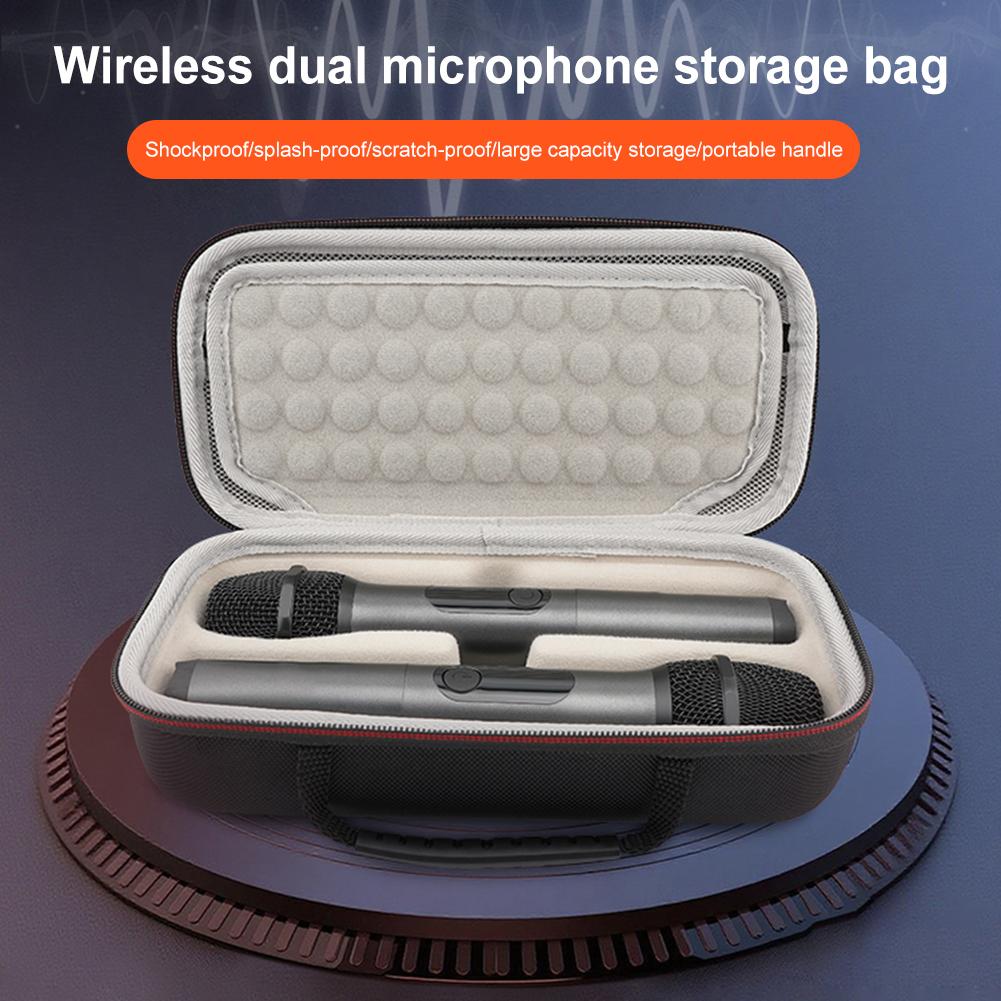 

Handheld Dual Mic Travel Bag W/ Zipper EVA Hard Dual Wireless Mic Storage Bag for Receivers Adapters AA Batteries Charger CHINA