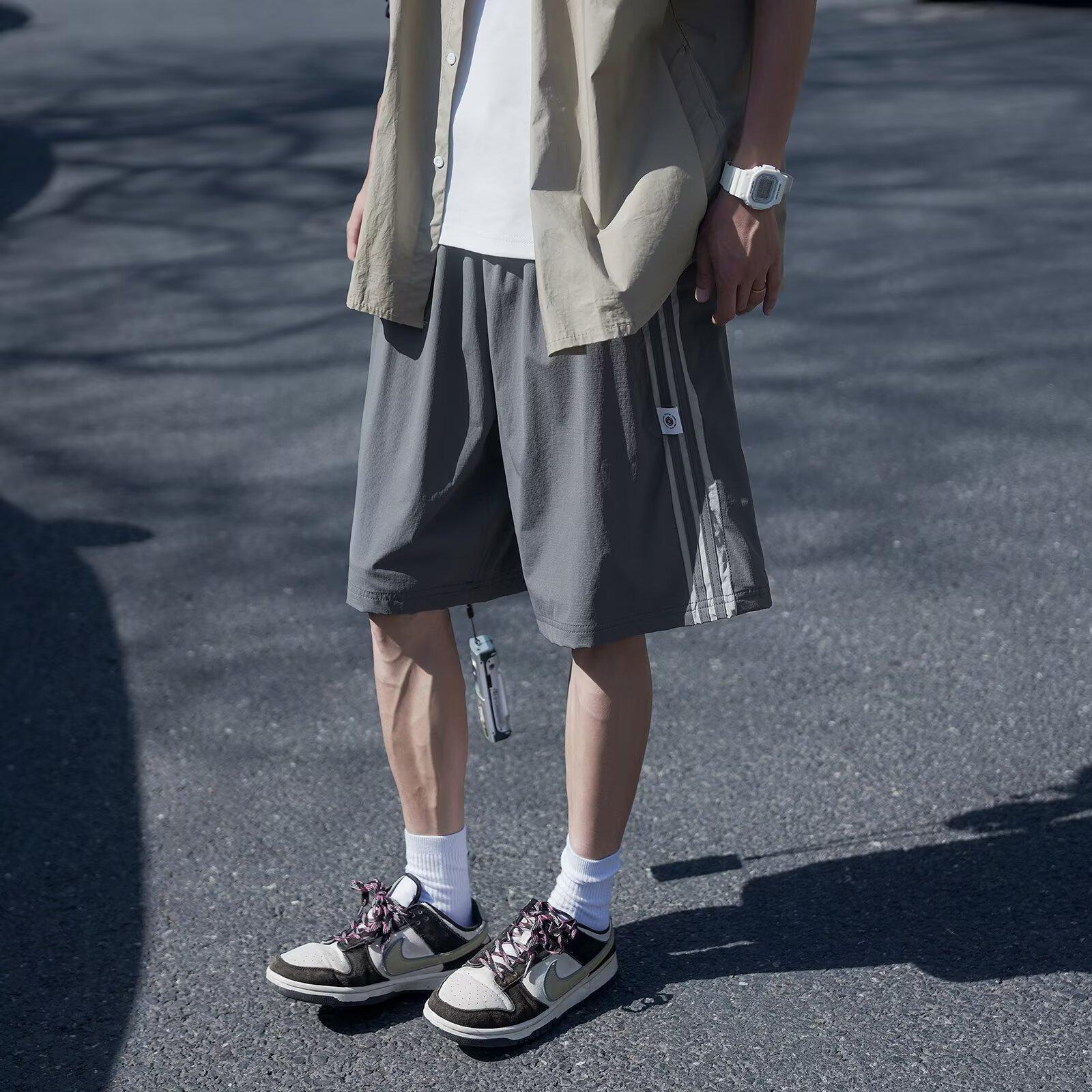 Men S Summer Fashion Striped Quick-Dry Cool Breathable Shorts Versatile Casual Pants M
