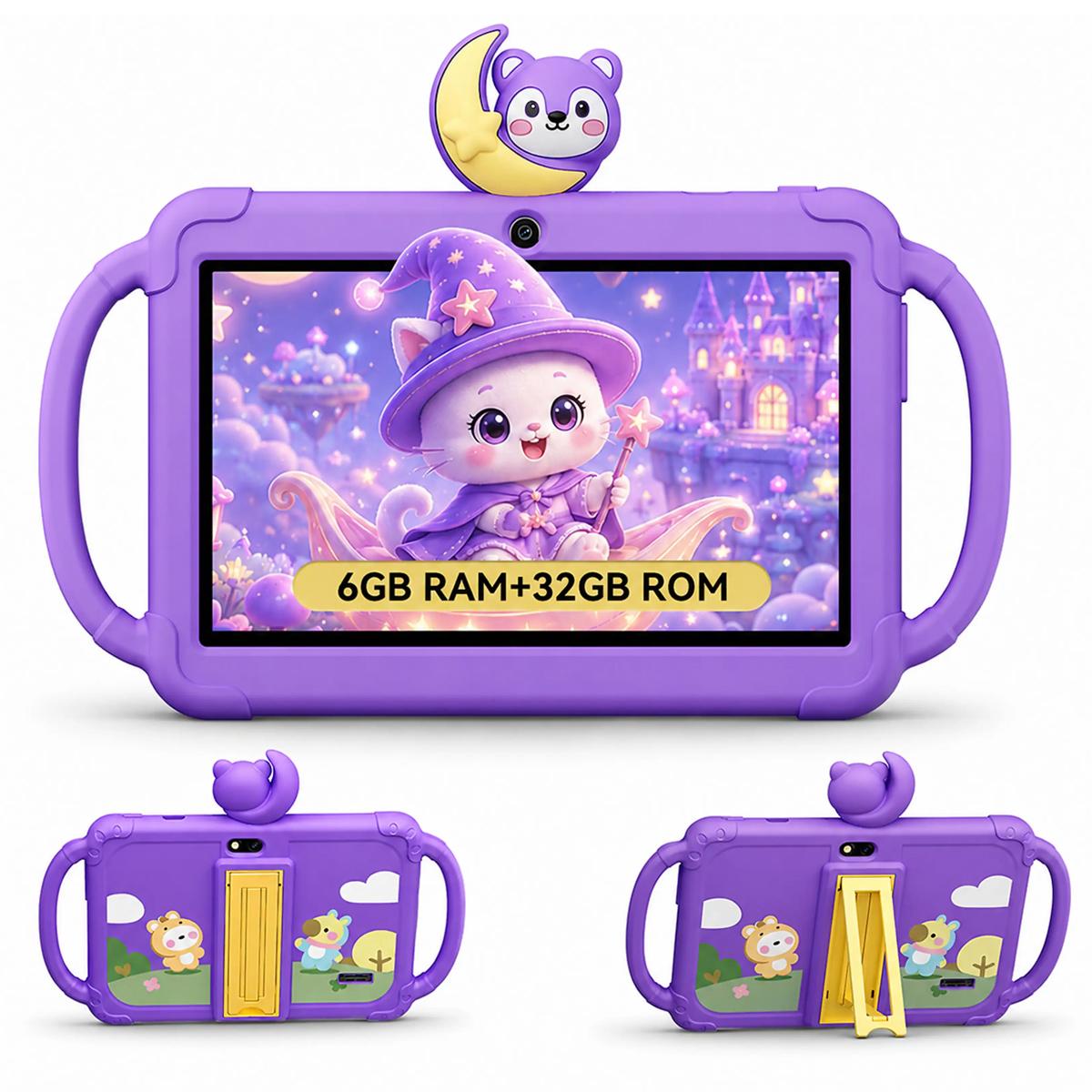 VerkfulPc K8 7  Kindertablet Android 2GB+4GB uitbreidbaar RAM 32GB ROM 3000mAh,5G WiFi paars