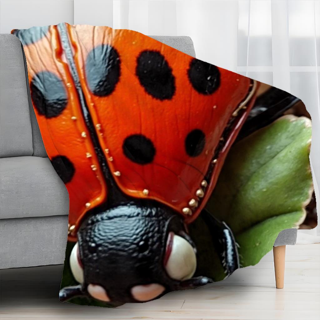 Süße Marienkäfer Blumen Flanell bedruckte Decke geeignet für alle Jahreszeiten geeignet für Wohnzimmer Büro Sofa und Reisen 180x250CM