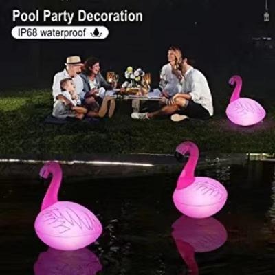 Inflatable Flamingo 1PCS Swimming Ring Outdoor Solar Thickened LED Luminous Patio Pond Pool Swimming Ring Light
