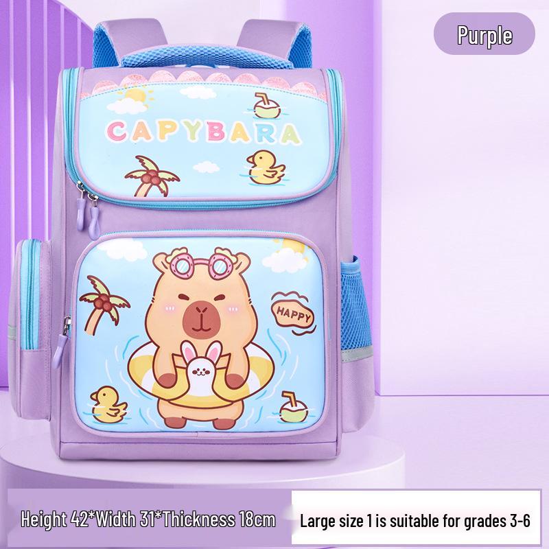 New Capybara Backpack for Boys & Girls, Grades 1-3: Large Capacity, Cute Design
