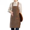 Restaurant café apron for cooking; kitchen canvas apron for ladies with 3 adjustable shoulder straps and large pockets; chef's b