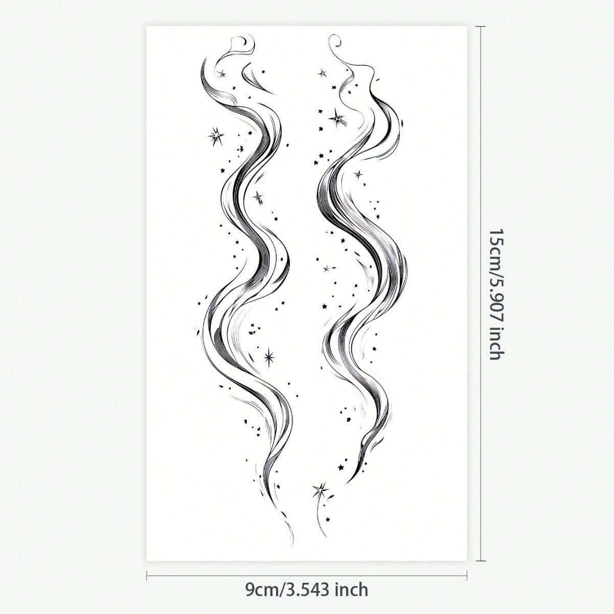 

Personalized Niche Tattoo Sticker Sketch Lines, Galaxy, Waterproof Disposable Temporary Tattoo Sticker 9*15
