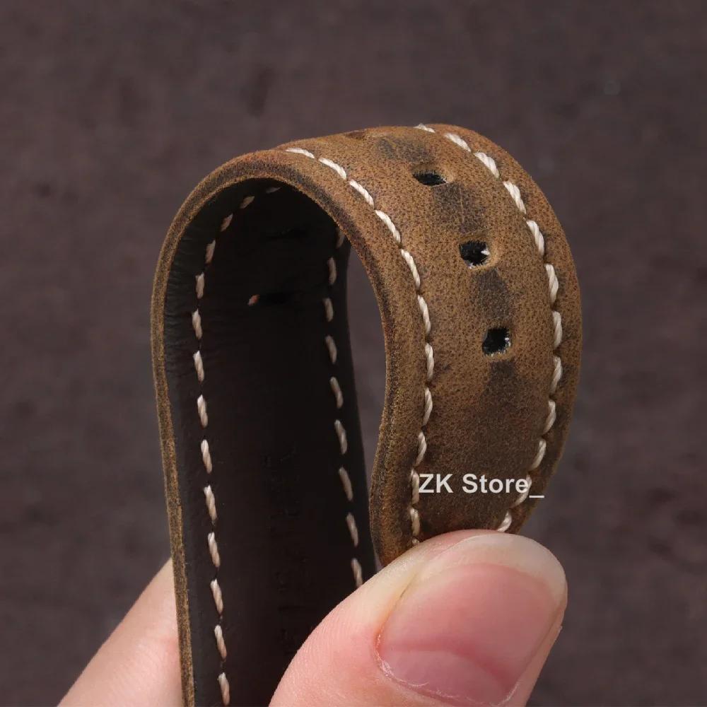 High Quality Genuine Calfskin Watch Strap 20mm 22mm 24mm 26mm Watch Band Vintage Soft Cowhide Leather Wristband Matte Bracelet