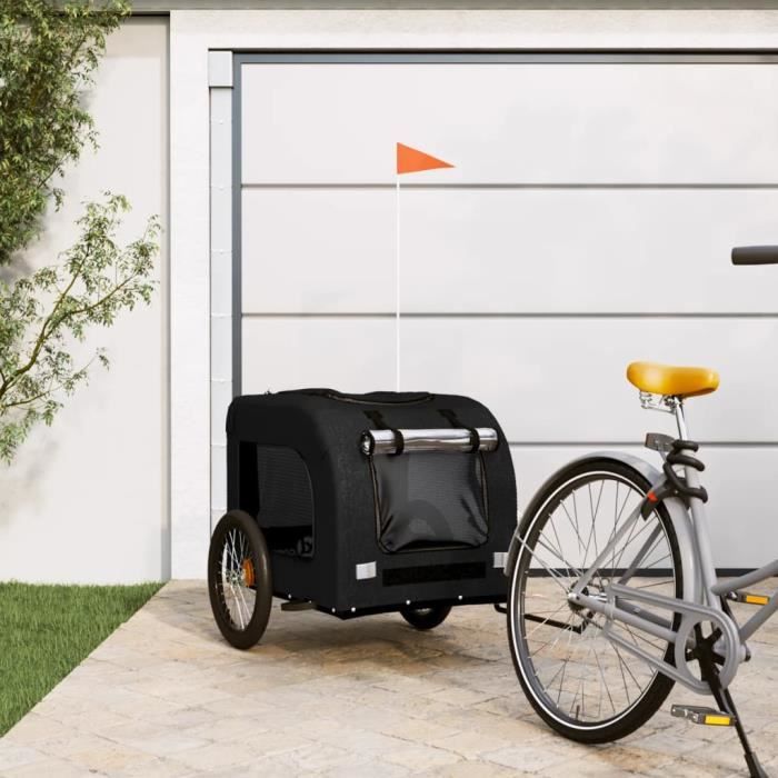 VidaXL Remorque de vélo pour chien noir tissu oxford et fer 93842