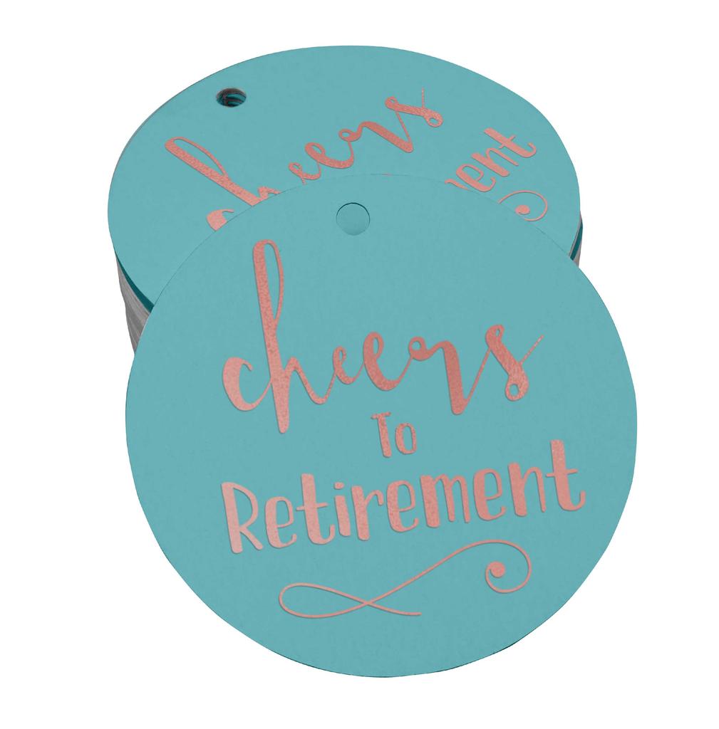 Inkdotpot Pack Of 100 Real Gold Foil Paper Tags Cheers To Retirement Favor Hang